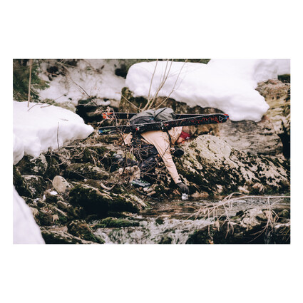 Take your skis on your back and step up in the snow. Earn …